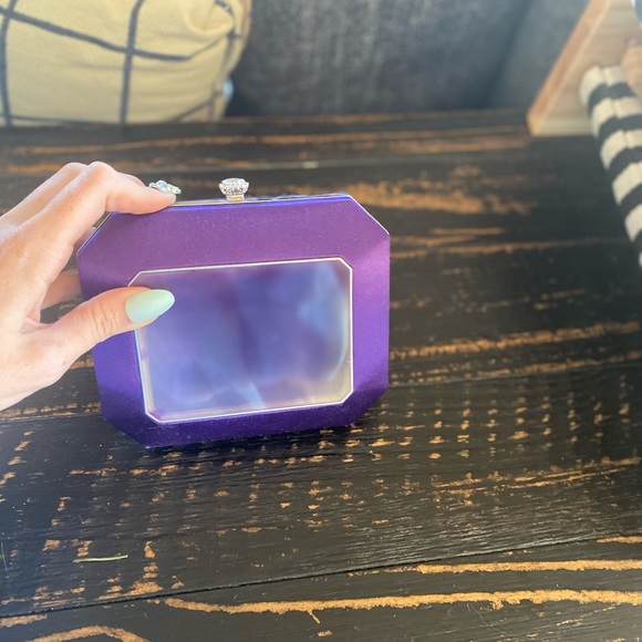 Bright vibrant purple square shaped clutch - Picture 3 of 3